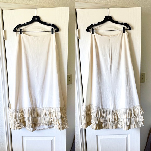 Johanna Ortiz Santuarios Crepe Raffia Midi Skirt Straw Neutral Ecru 10 FAIR - Picture 2 of 11